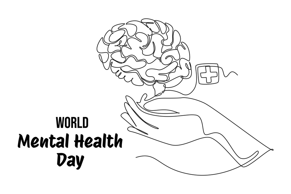 Mental,Health,Awareness,Month,Banner,Design.,Simple,Continuous,Line,Drawing